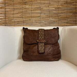 Civico 93 Made in Italy Messenger Crossbody Studded Leather Bag